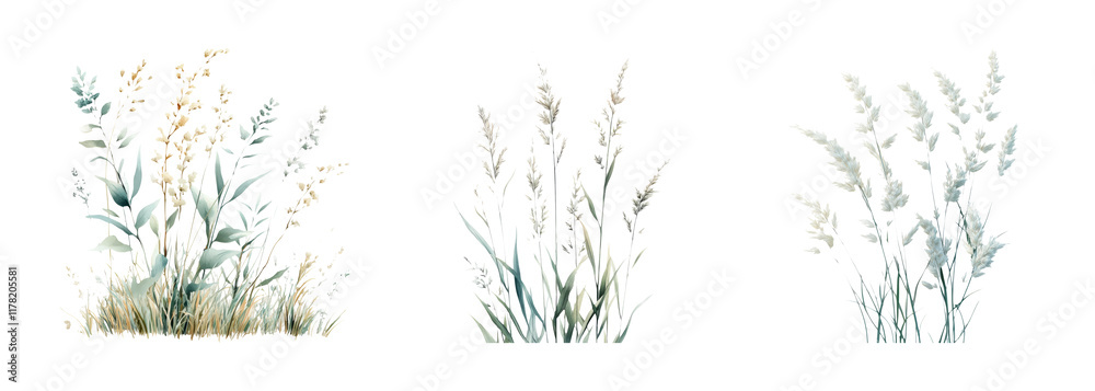 Naklejka premium Delicate Floral Illustrations on Transparent Background