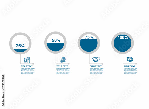 Vector infographic elements template with blue percentage circles Business vector illustration
