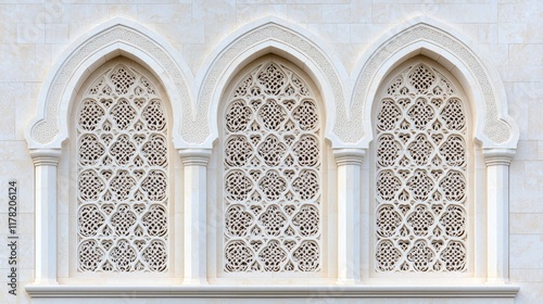Intricate Decorative Window Design on Historic Building with Arabesque Patterns