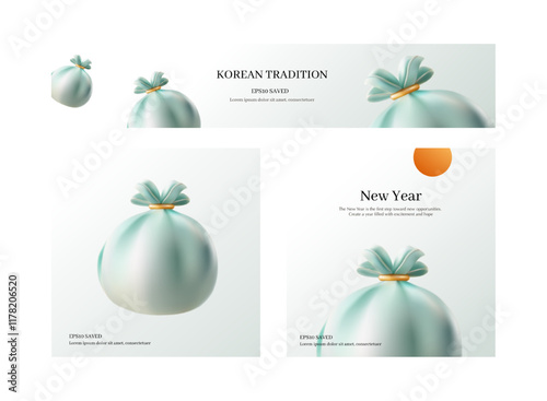 설날을 축하하는 한국 전통 선물 복주머니
