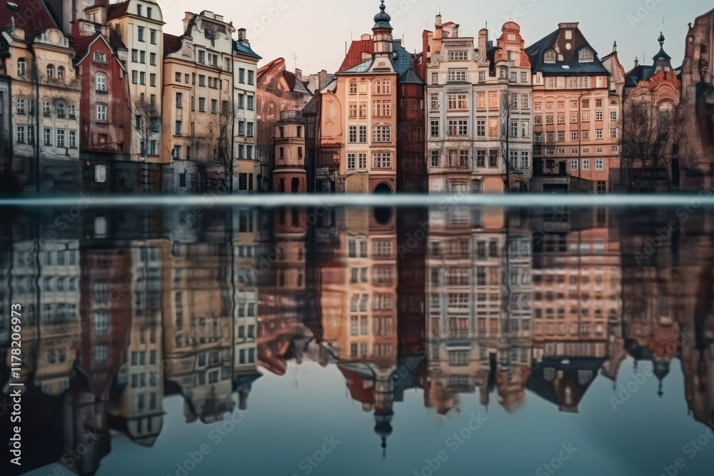 Fototapeta premium City with a large body of water in the background