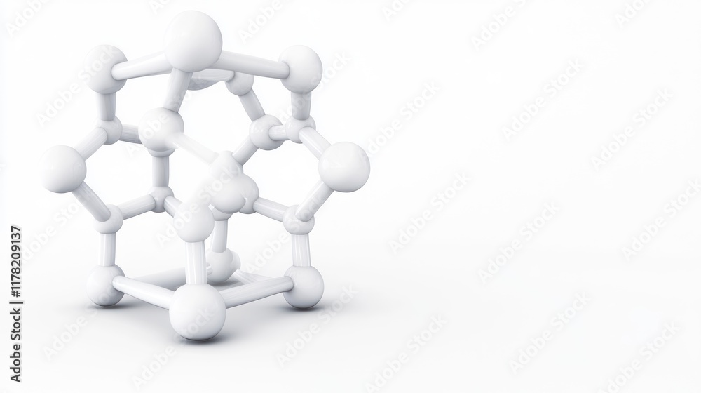 A 3D model of a molecular structure on a white background. A 3D model of a molecular structure on a white background.