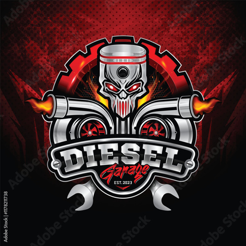 Diesel maintenance and garage services logo design template. Perfect logo for auto repair and maintenance businesses.