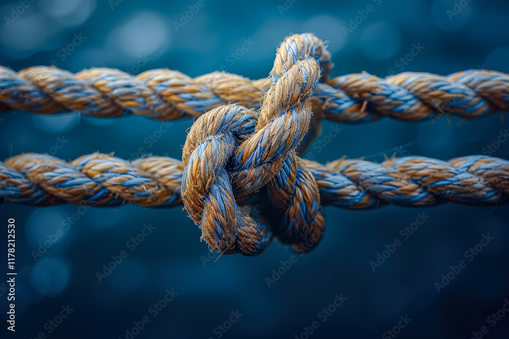 Rope is tied in a knot. Rope is tied in a knot.