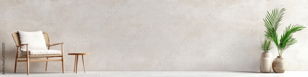 Modern furnishings with minimalist style on textured beige background for elegant decor Modern furnishings with minimalist style on textured beige background for elegant decor