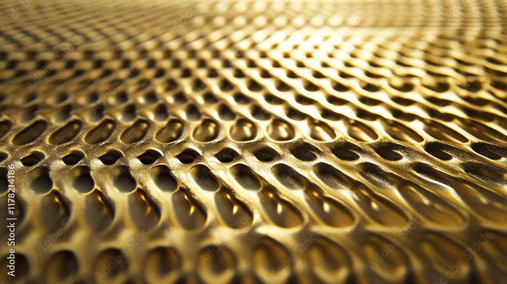 Obraz premium Intricate Textured Surface with Golden Metallic Finish and Patterns