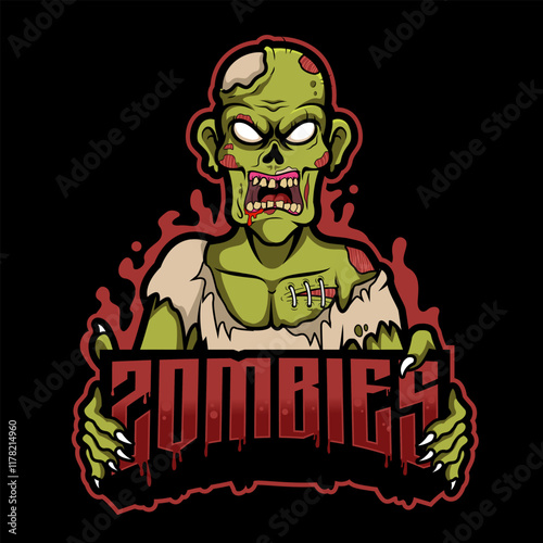 The best zombie logo mascot with a scary gesture