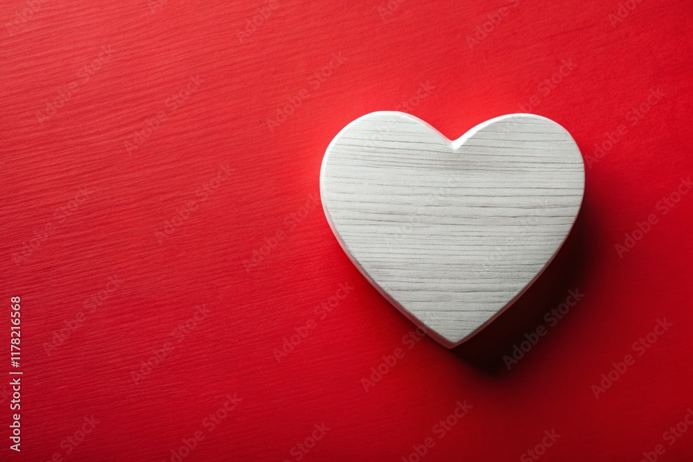 White Wooden Heart on Red Background - Valentine's Day, Love, Romance Stock Photo White Wooden Heart on Red Background - Valentine's Day, Love, Romance Stock Photo