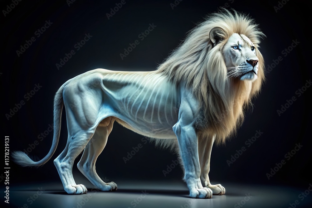 Obraz premium X-Ray White Lion: Low Light Mystical Wildlife Photography