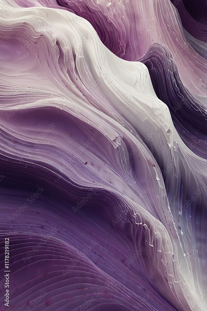 Obraz premium Abstract Purple and White Layered Wave Design