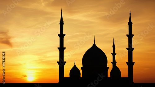 Wallpaper Mural Silhouette of a mosque against a sunset sky. Torontodigital.ca