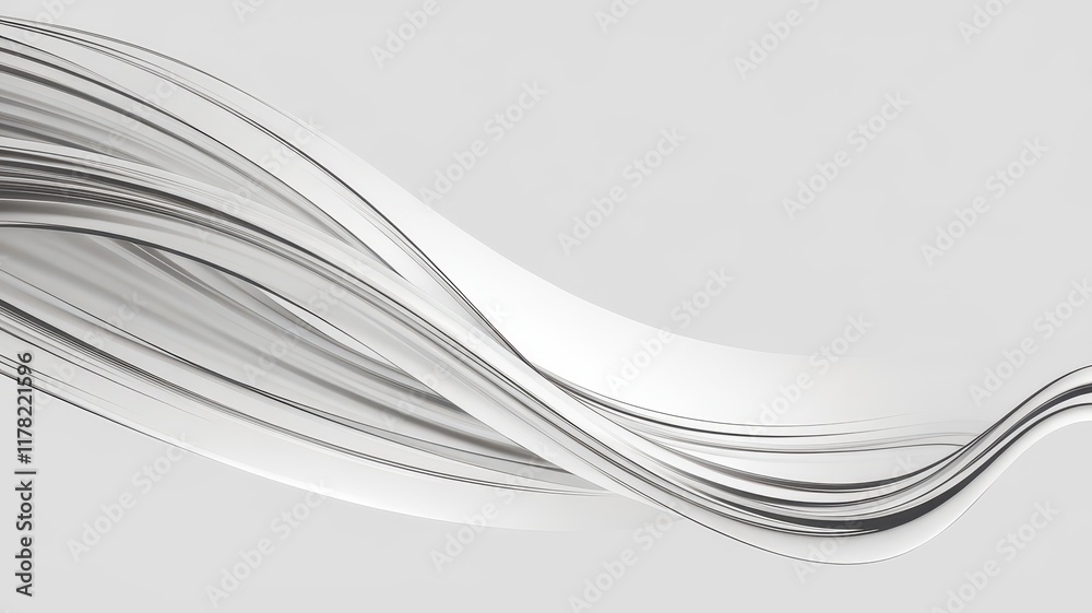 Fototapeta premium A smooth, fluid wave design in shades of silver transitioning gracefully across a light background, creating a sense of elegance and motion.