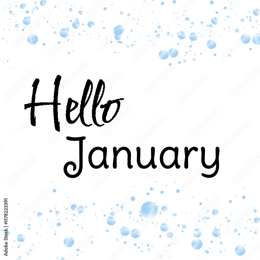 A simple “Hello January” handwriting design. A simple “Hello January” handwriting design.