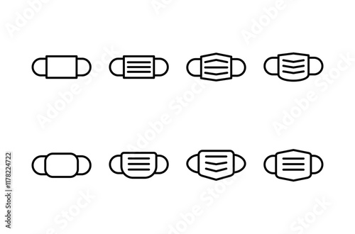 Mask icon vector isolated on white background. Man face with mask icon. Safety breathing masks. Industrial safety N95 mask. Medical mask vector icon.