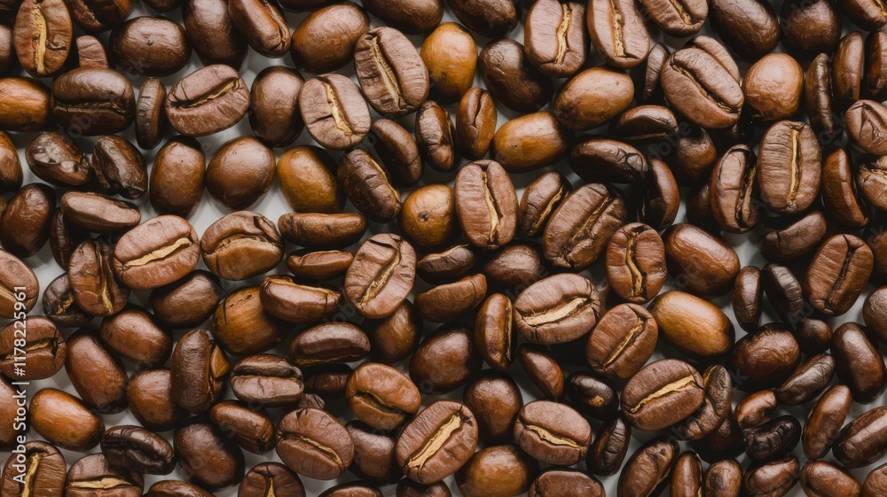 Close-up of Roasted Dark Brown Coffee Beans on White Close-up of Roasted Dark Brown Coffee Beans on White