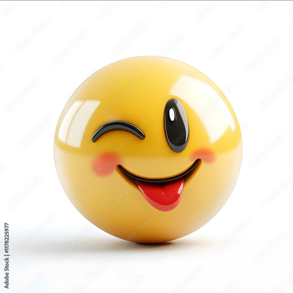Fototapeta premium 3d winking emoji on white background
