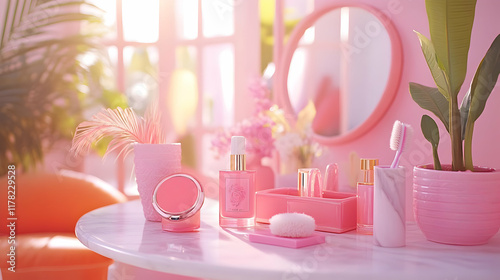 Pink Aesthetic Product Still Life Illustration