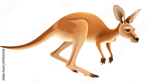 A cartoon kangaroo in a dynamic pose, showcasing its agility. photo