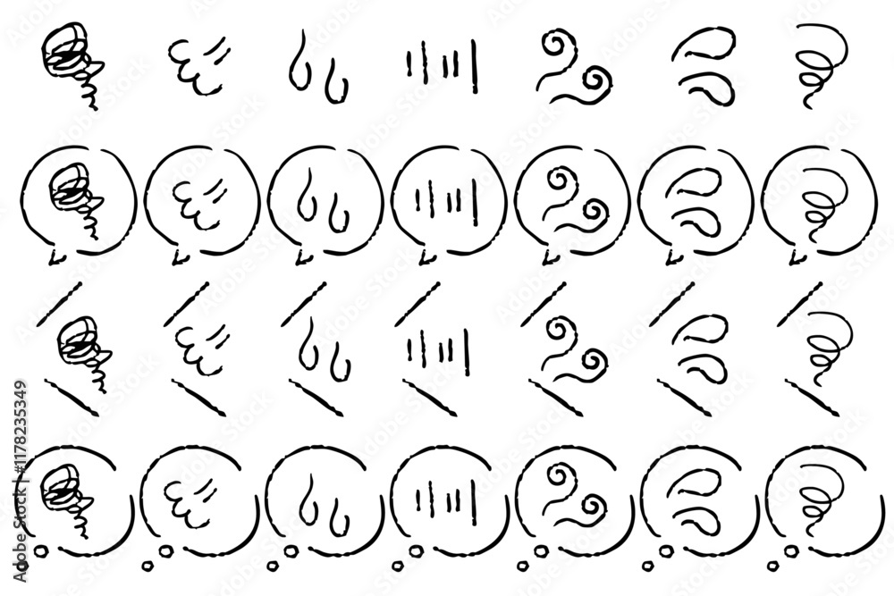Naklejka premium 悩んだり、イライラしたり、落ち込んだりするときに使えるシンプルなアイコンセット