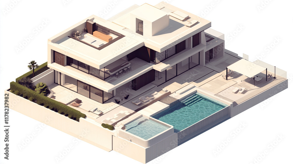 Modern Architectural Design of Luxurious Villa with Swimming Pool Modern Architectural Design of Luxurious Villa with Swimming Pool