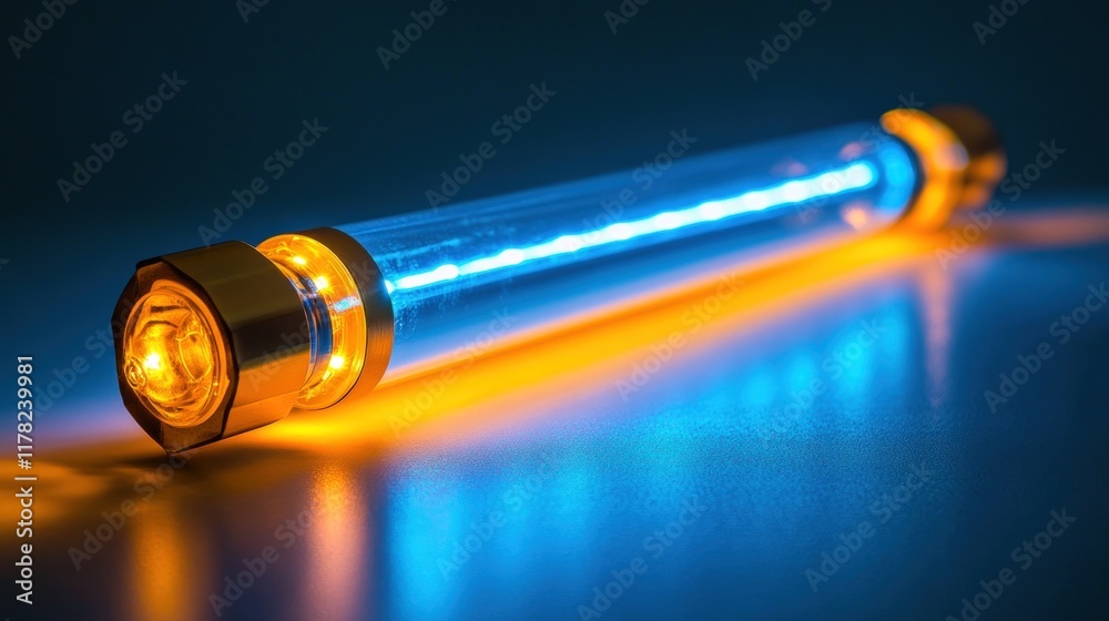 Illuminated Glass Tube: A Study in Blue and Orange Light Illuminated Glass Tube: A Study in Blue and Orange Light