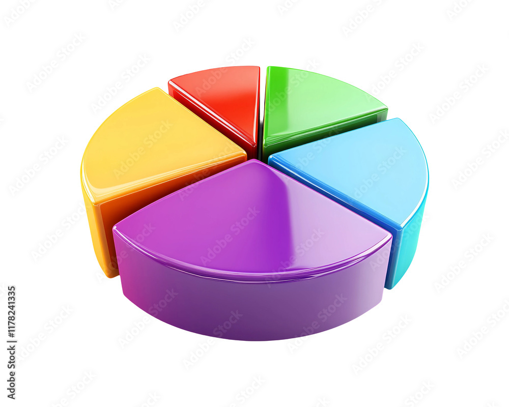 Fototapeta premium Colorful Pie Chart Segment on Transparent Background