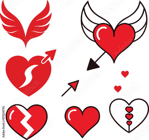 Valentine objects vector