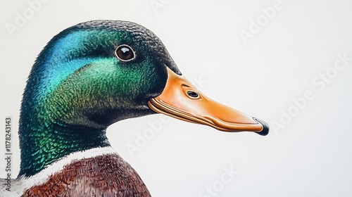 Majestic Mallard: A Close-Up Portrait of a Male Mallard Duck photo