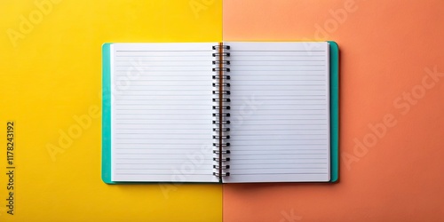 Spiral Notebook Top View, Flat Lay Fashion Photography, Open Notebook, Stationery Mockup, Office Supplies, Creative Workspace, Designer Notebook, Spiral Bound Notebook, Blank Notebook Pages