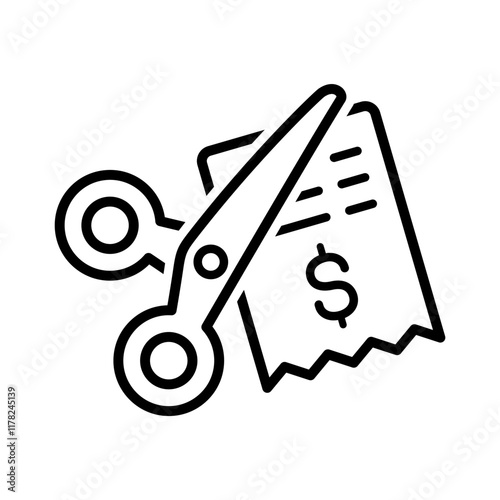Special offer with scissor cut in line style icon. Discount promotion PNG symbol. Price discount tag signs. Promotion price tag vector illustration for apps and website