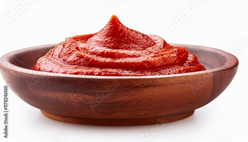 bowl with tomato paste isolated on white background