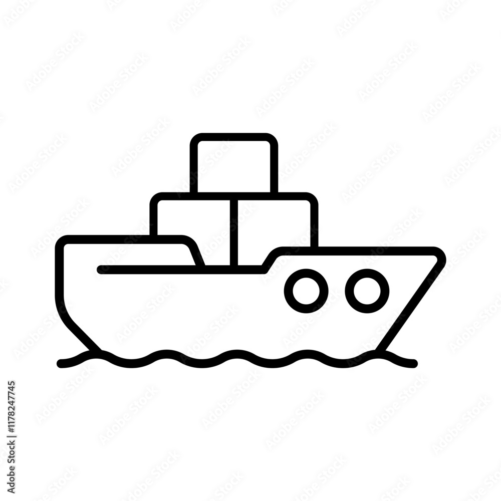 Cargo ship in line style icon. Cruise ship PNG symbol. Vessel, container ship, tanker, boat, fast, delivery signs vector illustration for apps and website Cargo ship in line style icon. Cruise ship PNG symbol. Vessel, container ship, tanker, boat, fast, delivery signs vector illustration for apps and website