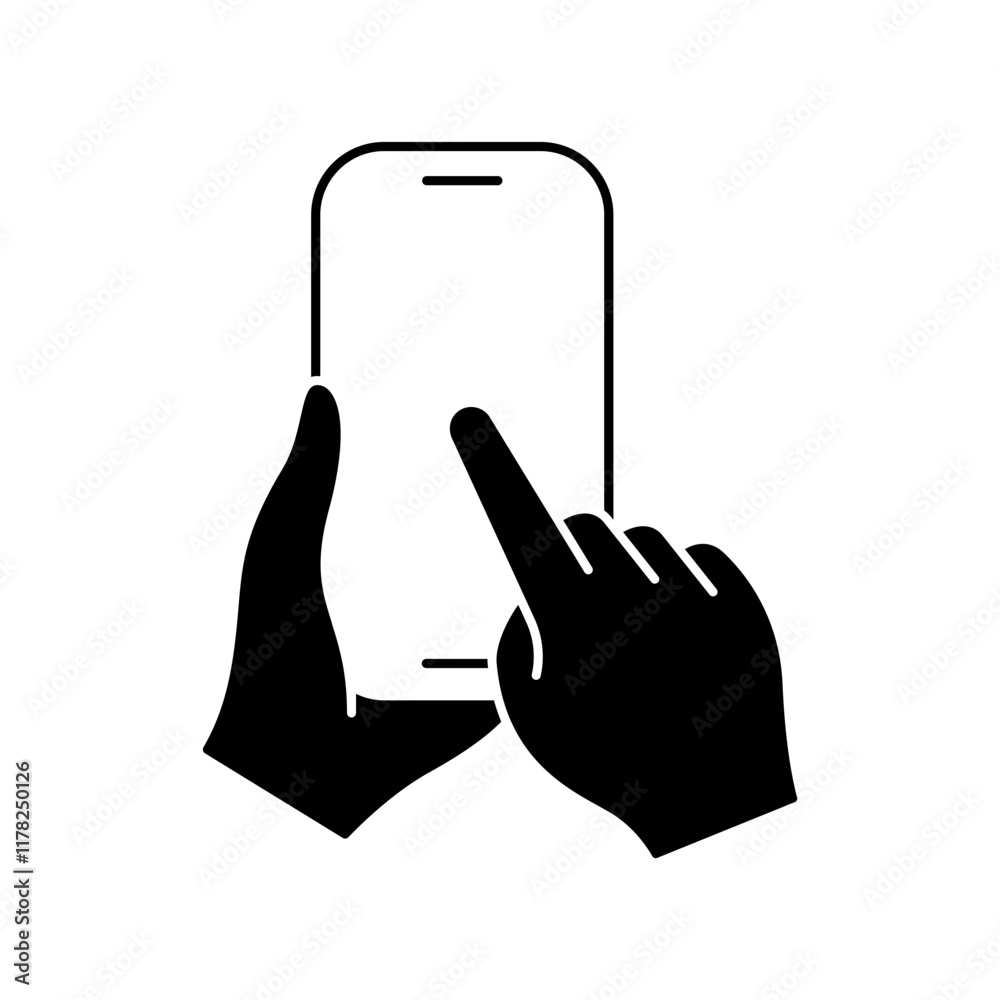 Hand holding mobile phone in flat style icon. Smartphone held PNG symbol. Hand holding a smartphone signs vector illustration for apps and website Hand holding mobile phone in flat style icon. Smartphone held PNG symbol. Hand holding a smartphone signs vector illustration for apps and website