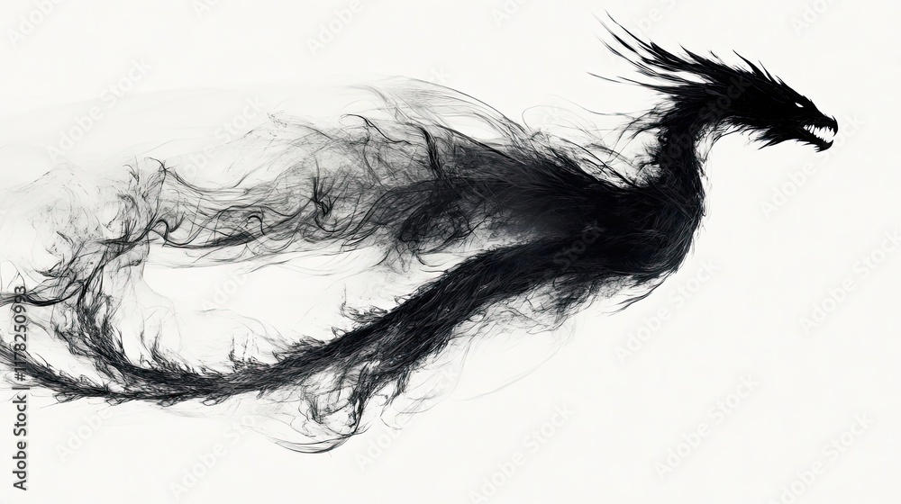 A Black Smoke Dragon Soaring Through The Air A Black Smoke Dragon Soaring Through The Air