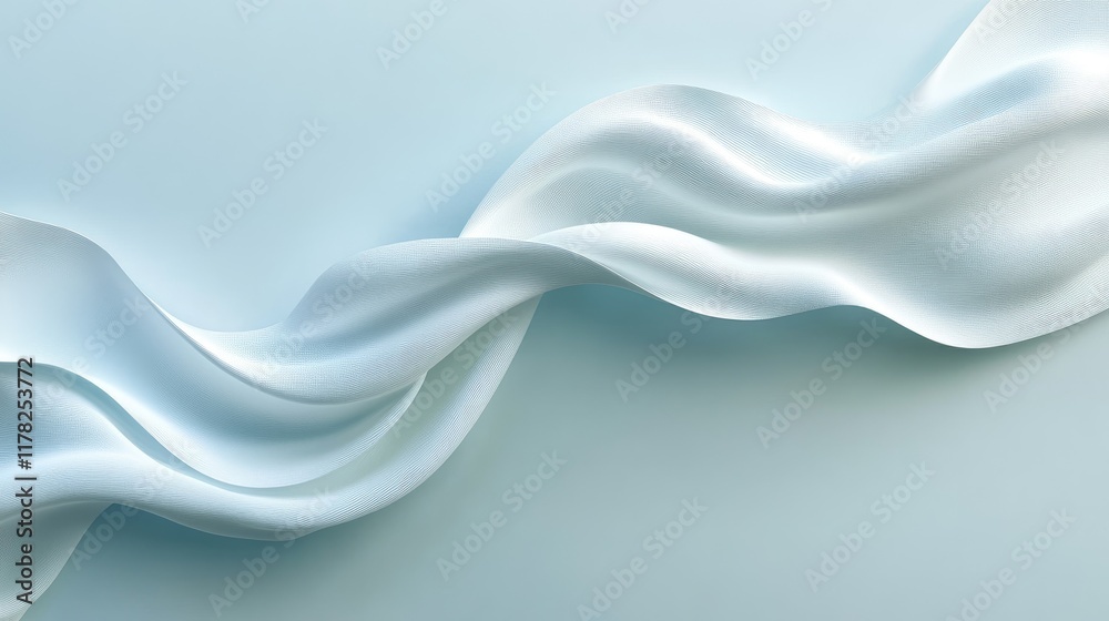 Obraz premium Curved white lines creating a flowing wave pattern on a clean, minimalist background, offering a visually soothing and harmonious abstract design