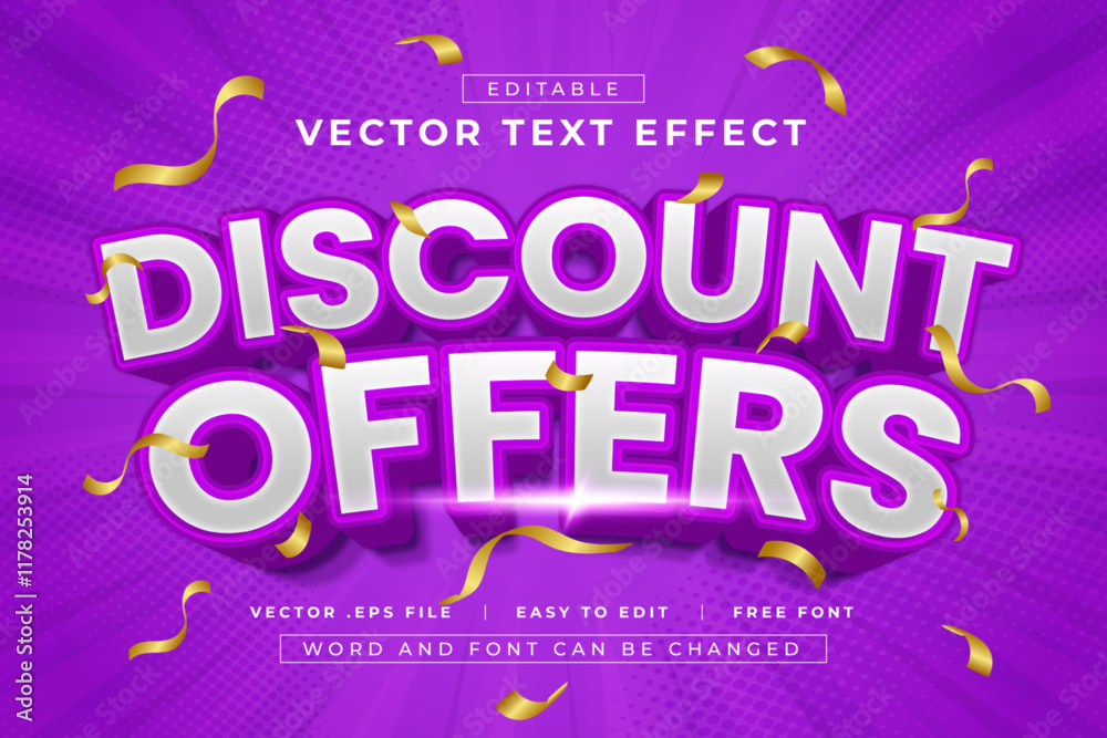Discount Offers 3D Editable Text Effect Bold Style Discount Offers 3D Editable Text Effect Bold Style