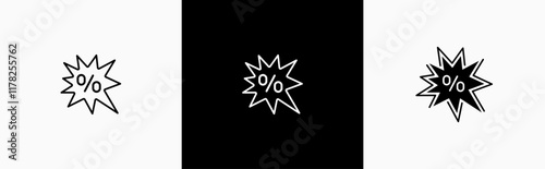 Special offer with Starburst in line style icon. Boom discount promotion in flat style symbol. Price discount tag signs. Promotion price tag vector illustration for apps and website