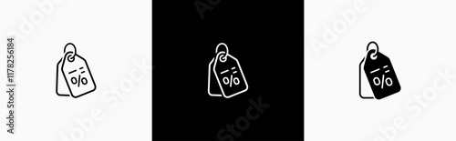 Discount price tags with percentage in line style icon. Special offer in flat style symbol. Price tag, discount,  percentage signs vector illustration for apps and website