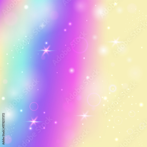 Girl Hologram. Purple Rainbow Background. Fairy Pattern. Holographic Blurred Invite. Pink Abstract Invitation. Blue Mystical Gradient. Princess Backdrop. Neon Girl Hologram.