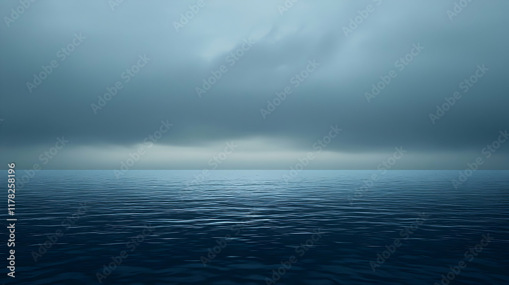 Fototapeta premium Serene Ocean: A Moody Seascape in Deep Blues and Grays
