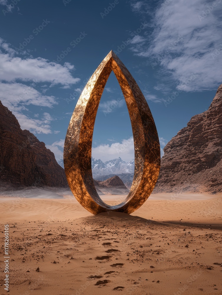 Fototapeta premium Golden archway in a desert landscape