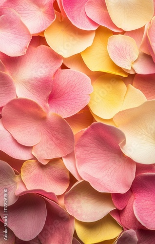 Close-up of the pink and yellow petals on an isolated background, showcasing their intricate details and vibrant colors. This image was created using focus stacking, a technique in macro photography, 