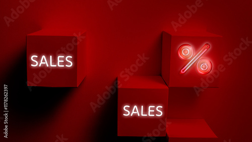 Imagen de campaña de rebajas para web descuentos con neon