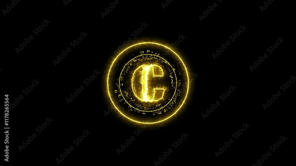 C logo with playful circle round size up and down with C letter in black background