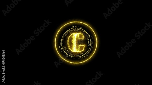 C logo with playful circle round size up and down with C letter in black background