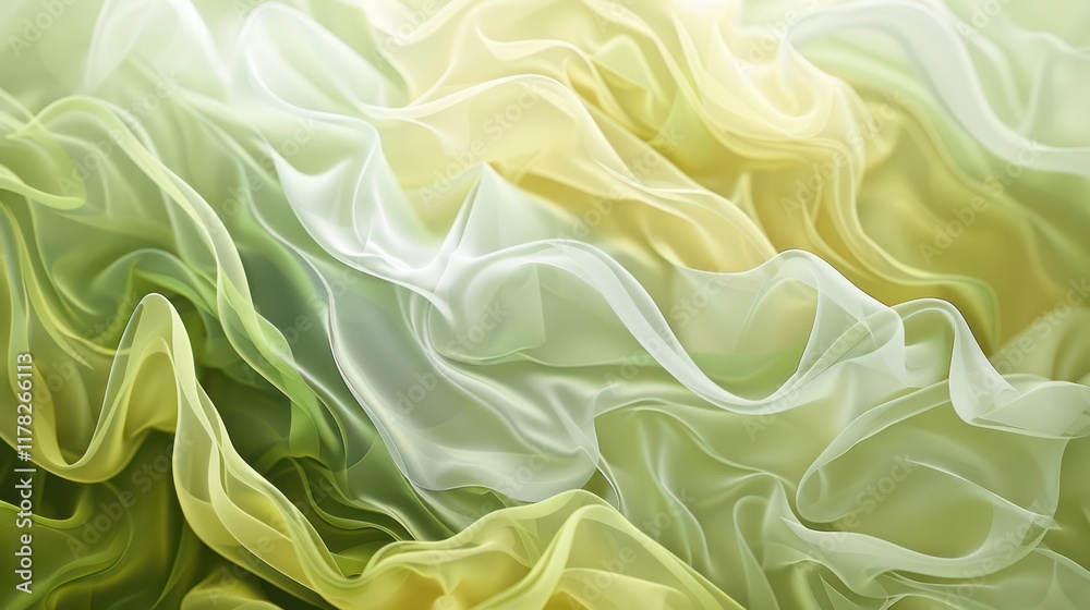 Obraz premium Dreamy gradient abstract with olive green to pale lemon yellow, featuring fluid, dynamic layers and a bright, refreshing aesthetic.