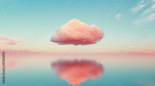 A single cloud drifting across a clear blue sky representing the impermanence of thoughts with a blank space for contemplation and reflection on the fleeting nature of moments and ideas
