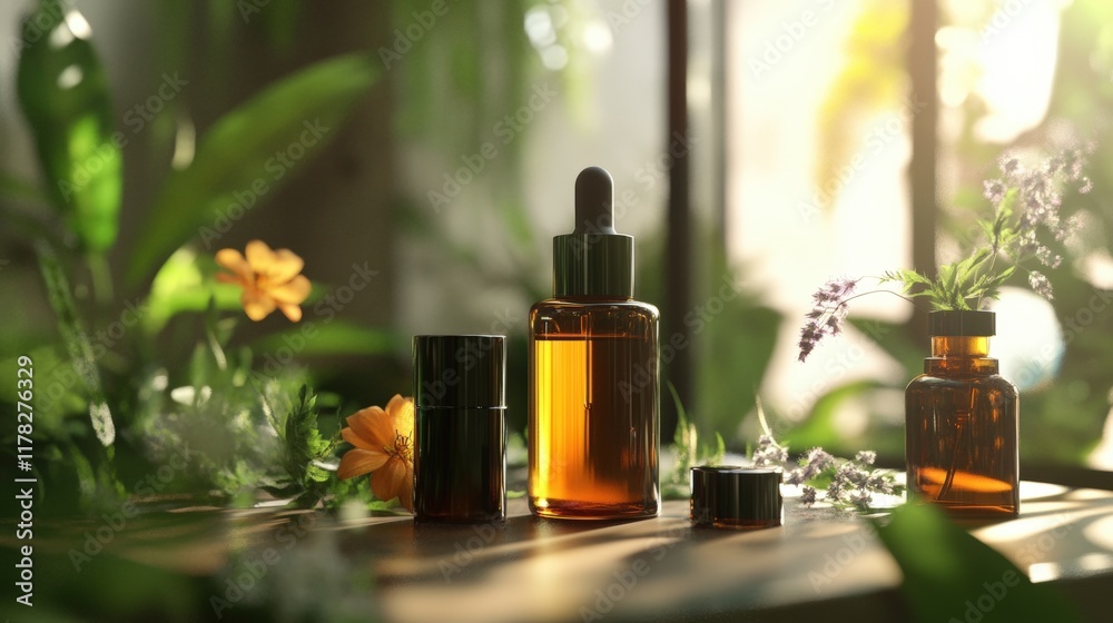 Fototapeta premium Blank skincare oil product mockup