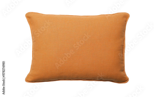 High-Quality PNG orange linen square cushion pillow isolated on white background