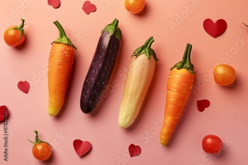 Wallpaper Mural Colorful vegetables with heart accents Torontodigital.ca